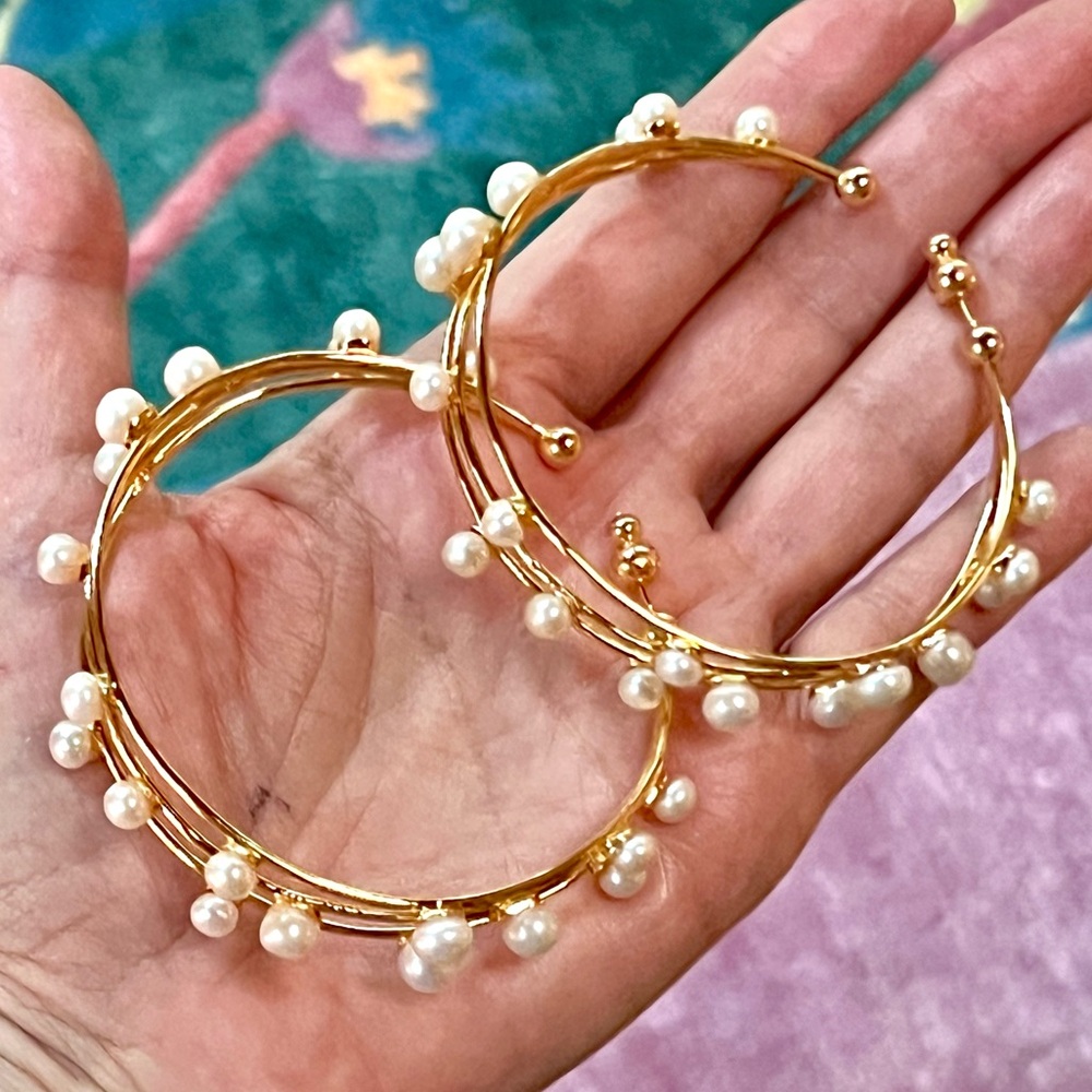 🌺🎉HP🎉🌺 NWT Cult Gaia Shanti Large Pearl Earrings - Picture 6 of 16